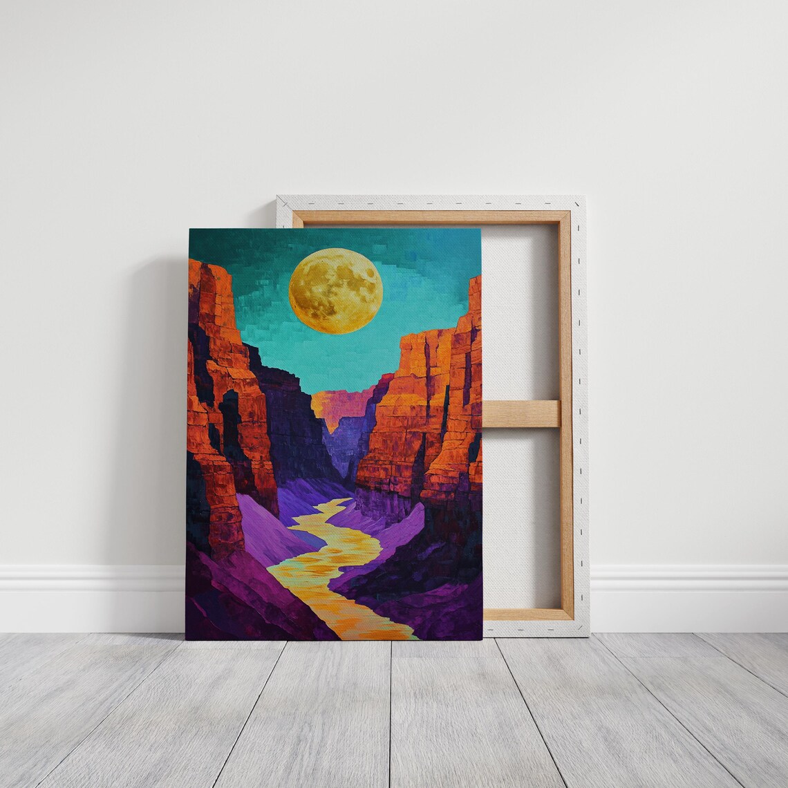 Canyon Moonlight Bold Abstract River Landscape - Image 2