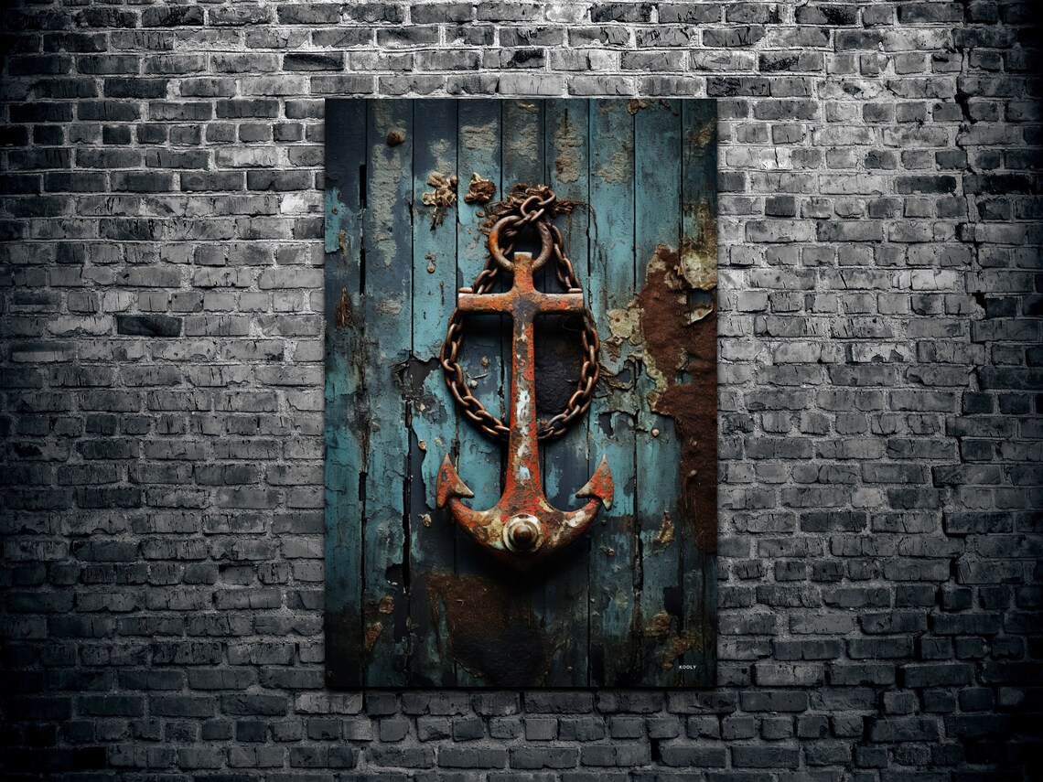Rusty Anchor Nautical Wall Art, Boathouse Decor - Image 2
