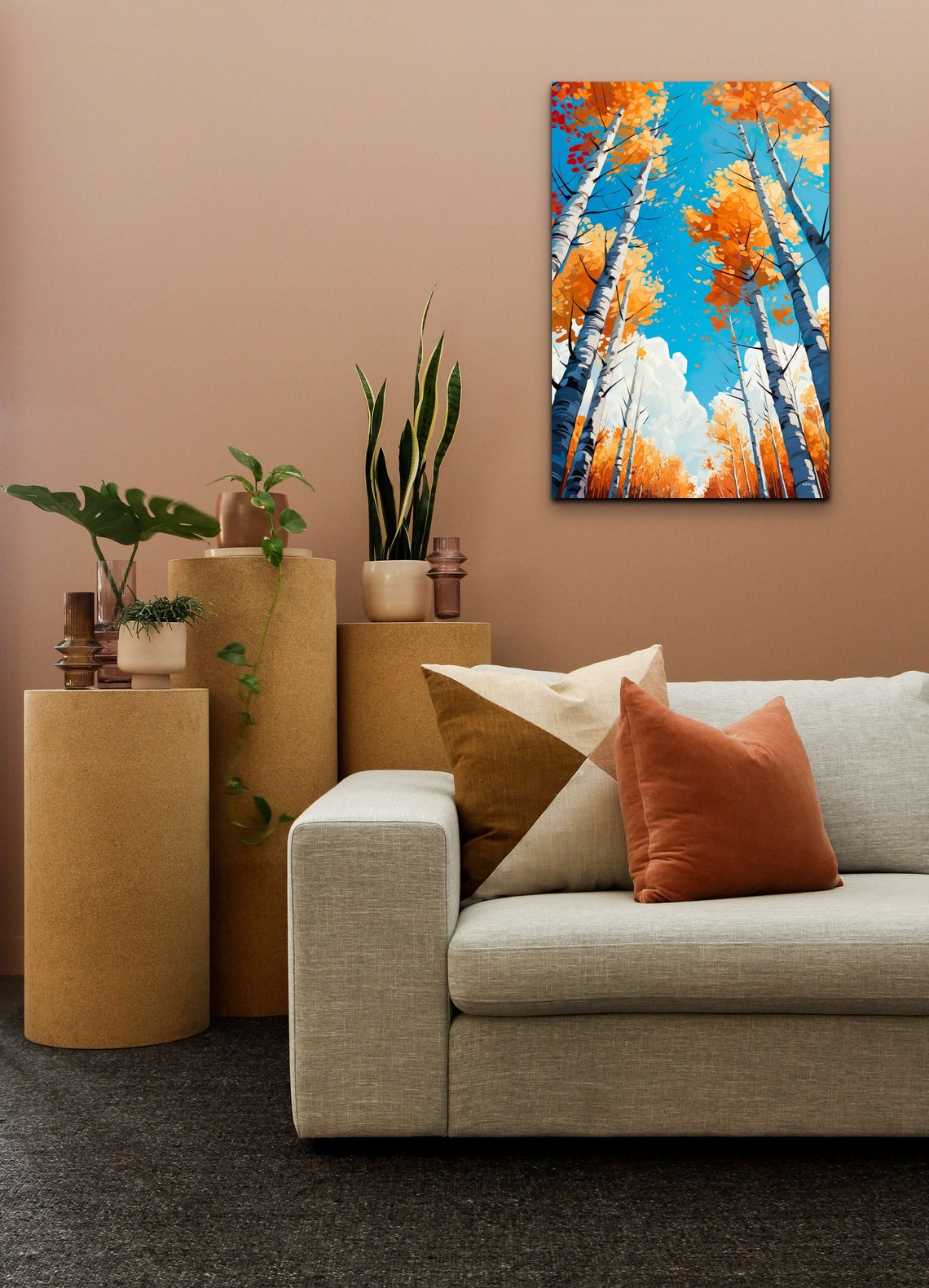 Golden Autumn Birch Trees Reaching Toward a Bright Blue Sky Poster - Image 5