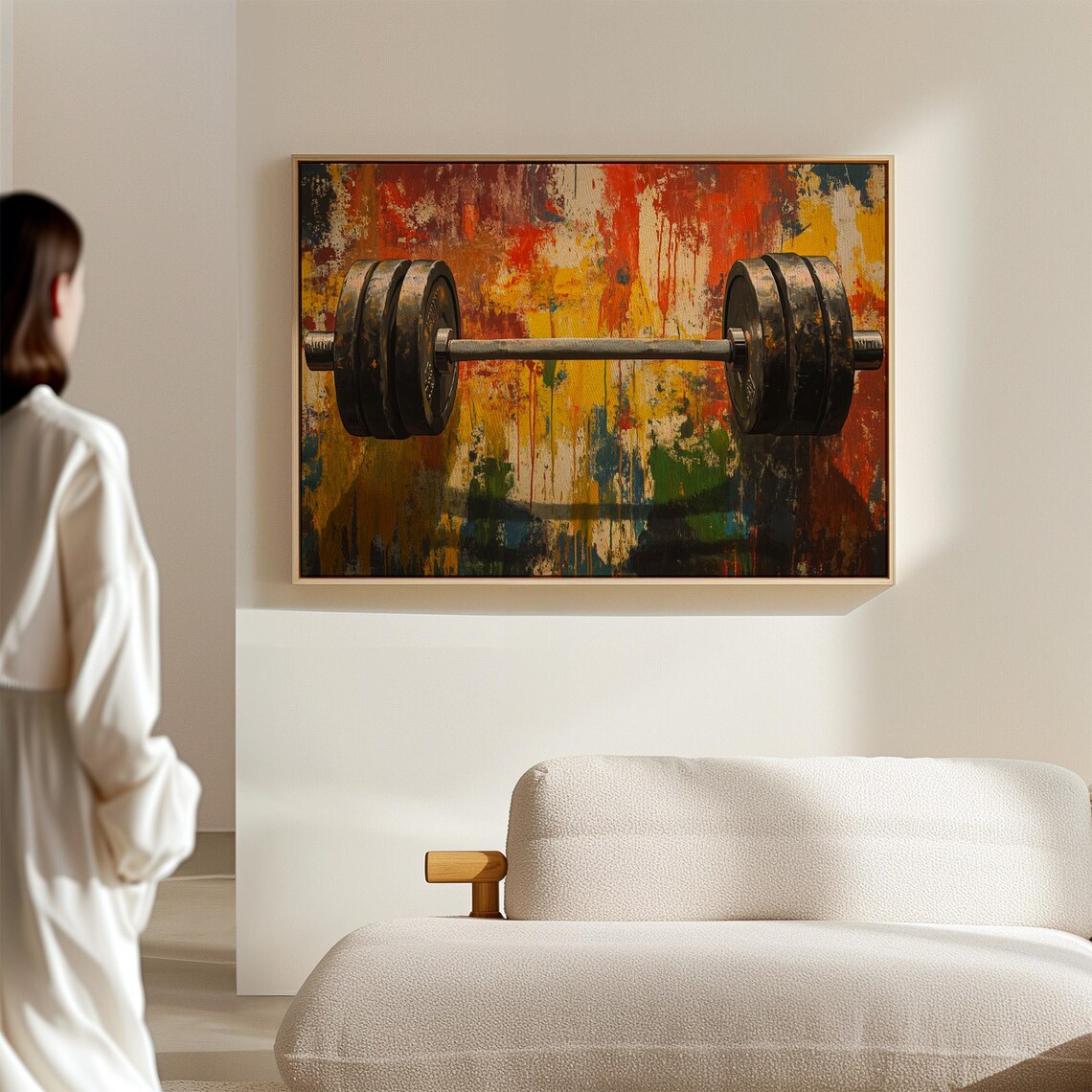 Barbell Abstract Colorful Weightlifting Art Fitness Gym Workout Poster - Image 2