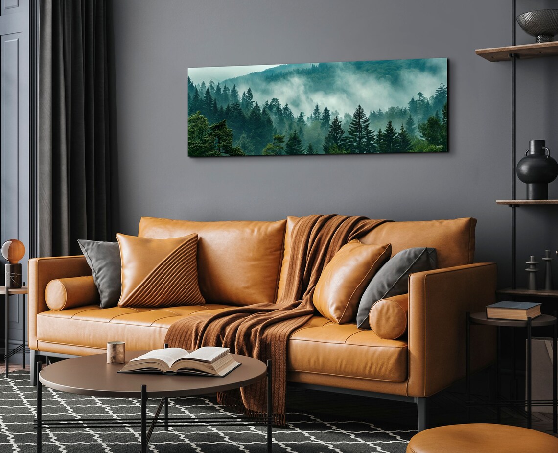 Rolling Lush Green Hills Wrapped in Fog in a Pine Forest Poster - Image 6