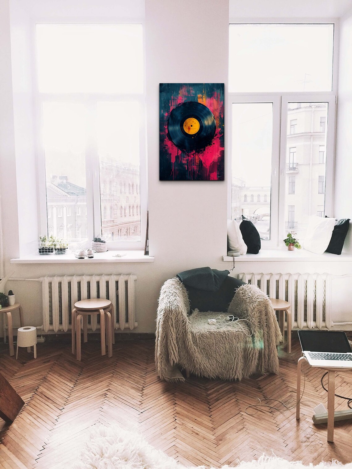 Vinyl Record Pop Art Dark Pink Blue Music Room Wall Decor Poster - Image 7