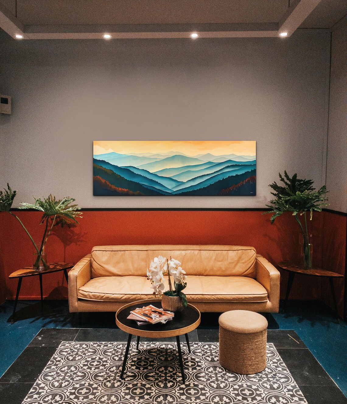 Smokey Mountain Mid-Century Modern Panoramic Art Print - Image 6