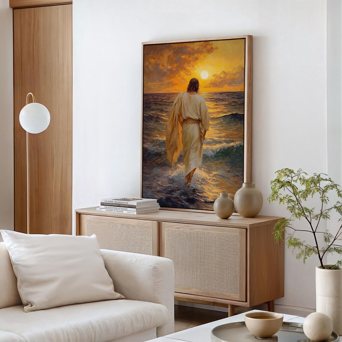 Jesus Walking On Water At Sunset Inspirational Christian Art Poster - Image 6