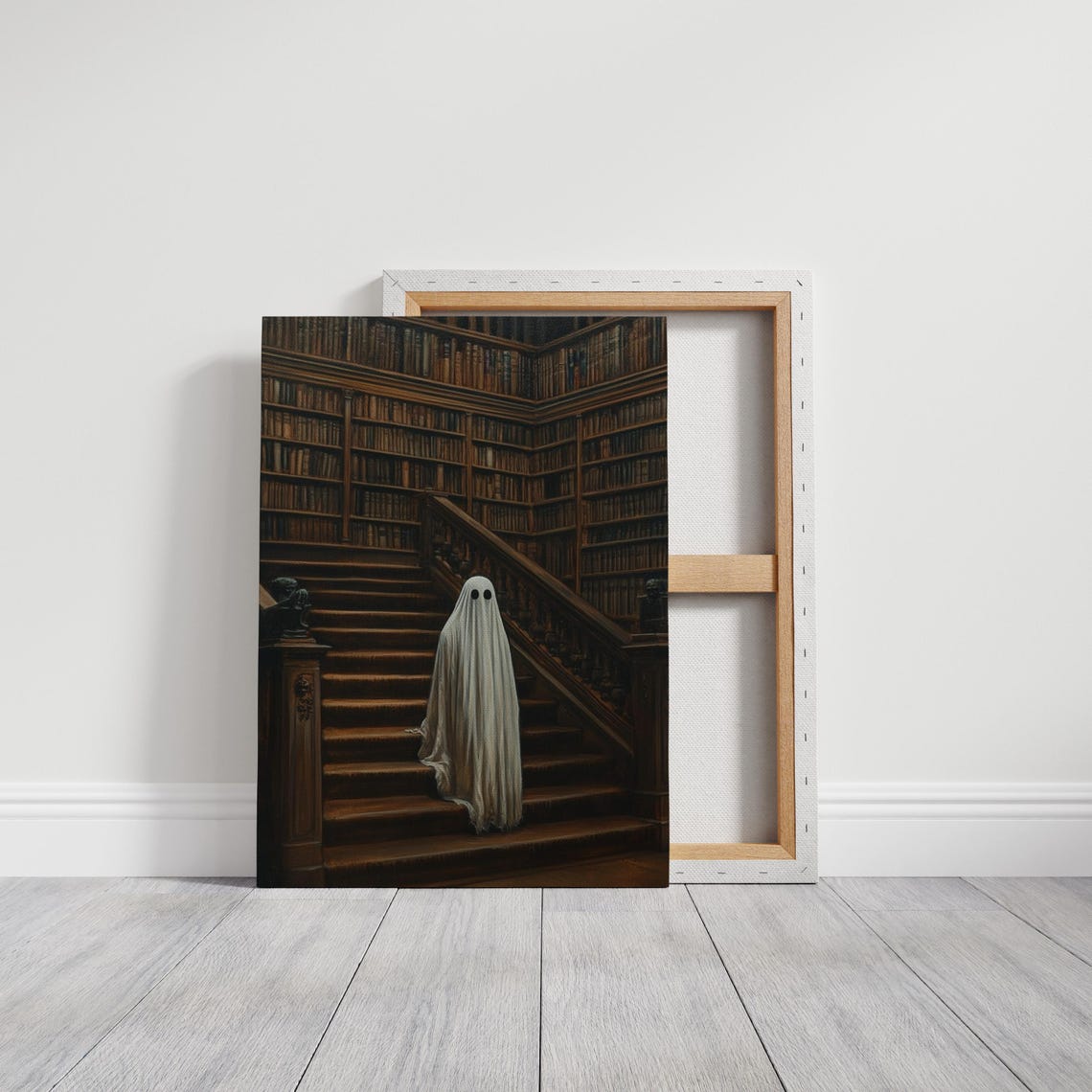 Spooky Ghost On Haunted Library Stairs Gothic Dark Academia Poster - Image 5