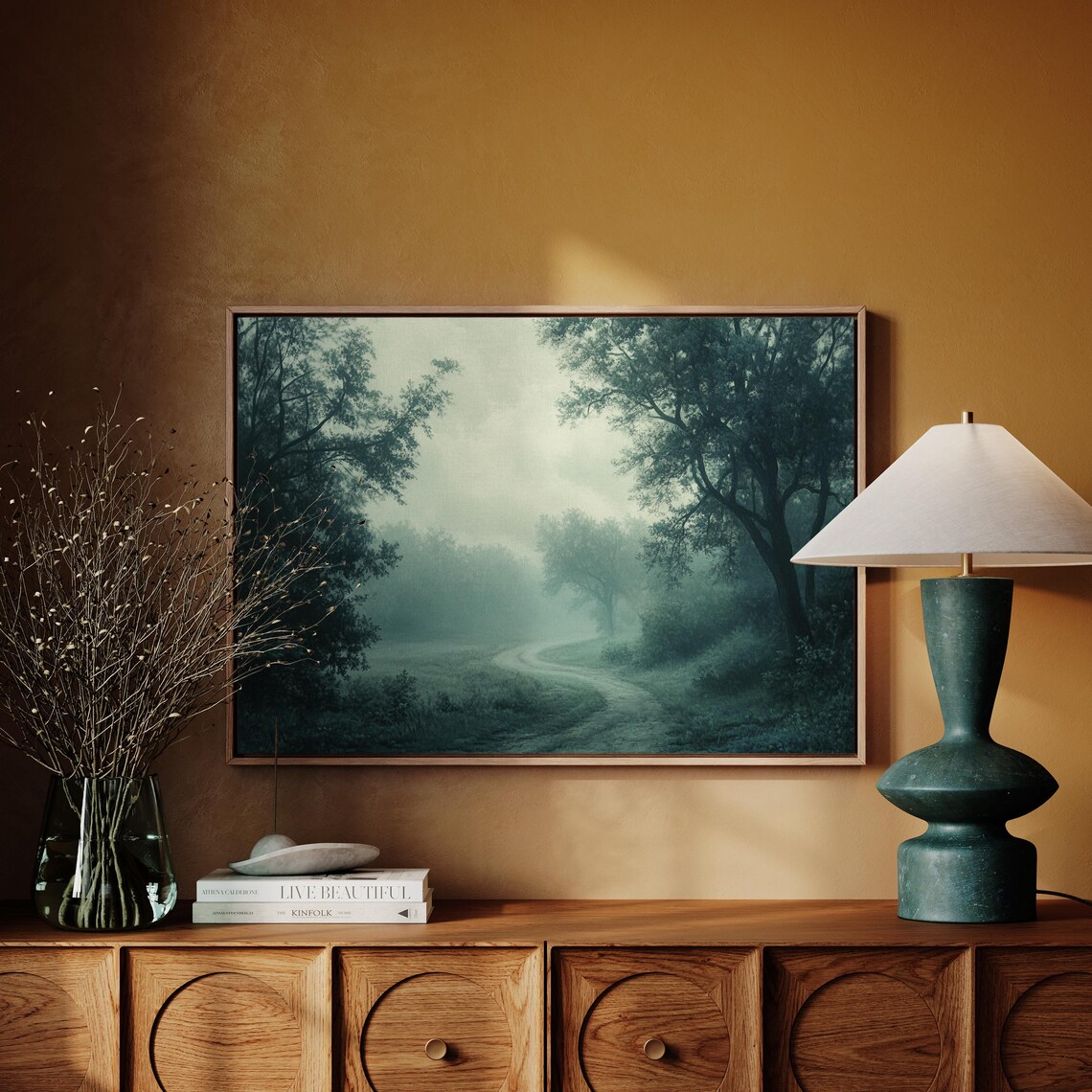 Mystical Forest Path Wall Art Misty Tree Landscape Painting Serene Nature Decor For Tranquil And Enchanting Interiors - Image 4