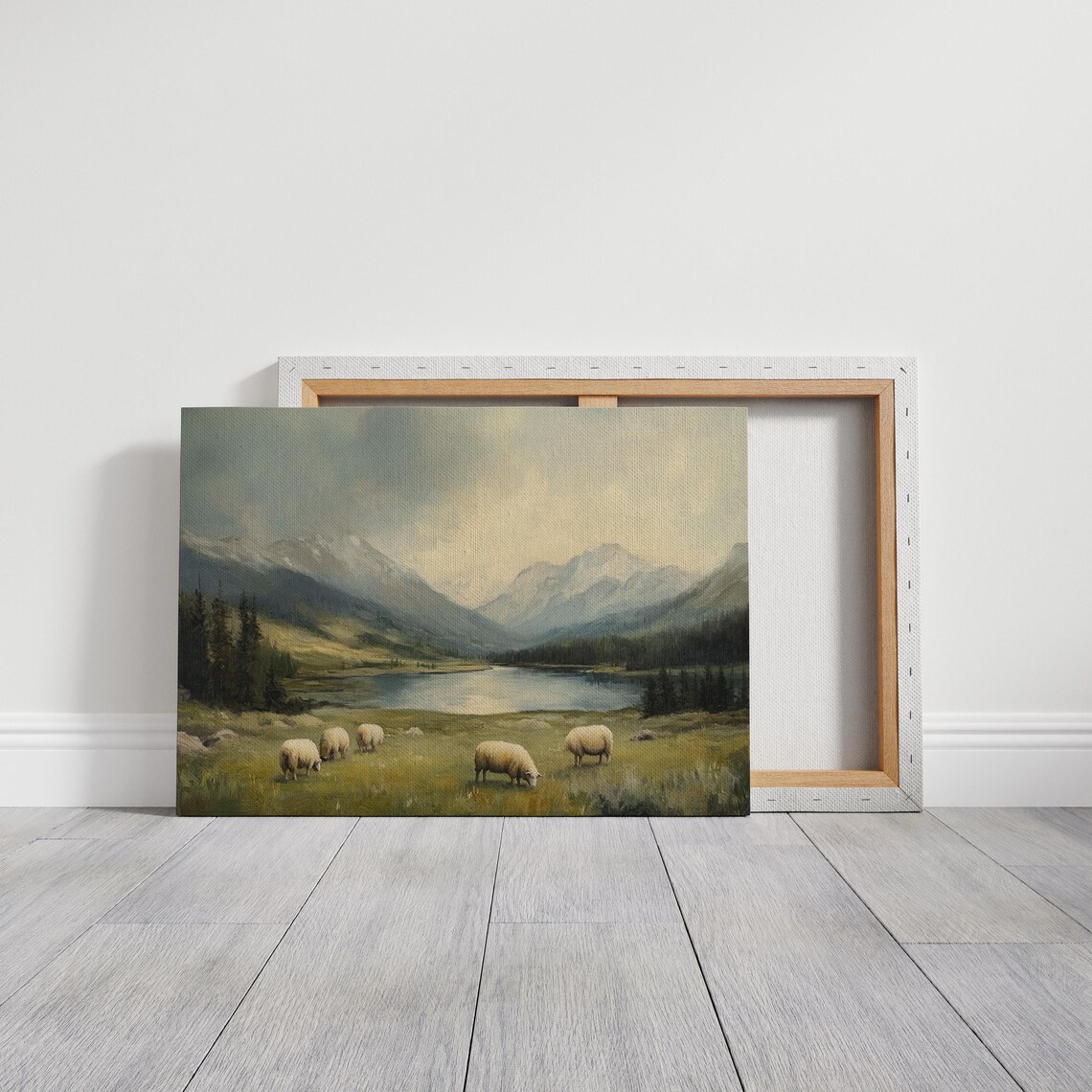 Serene Sheep In Mountain Meadow, Rustic Landscape - Image 3