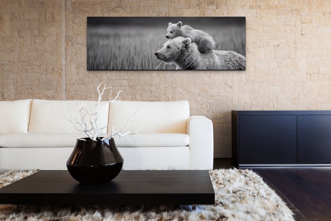 Mamma Bear Cub, Black And White Animal Art - Image 5