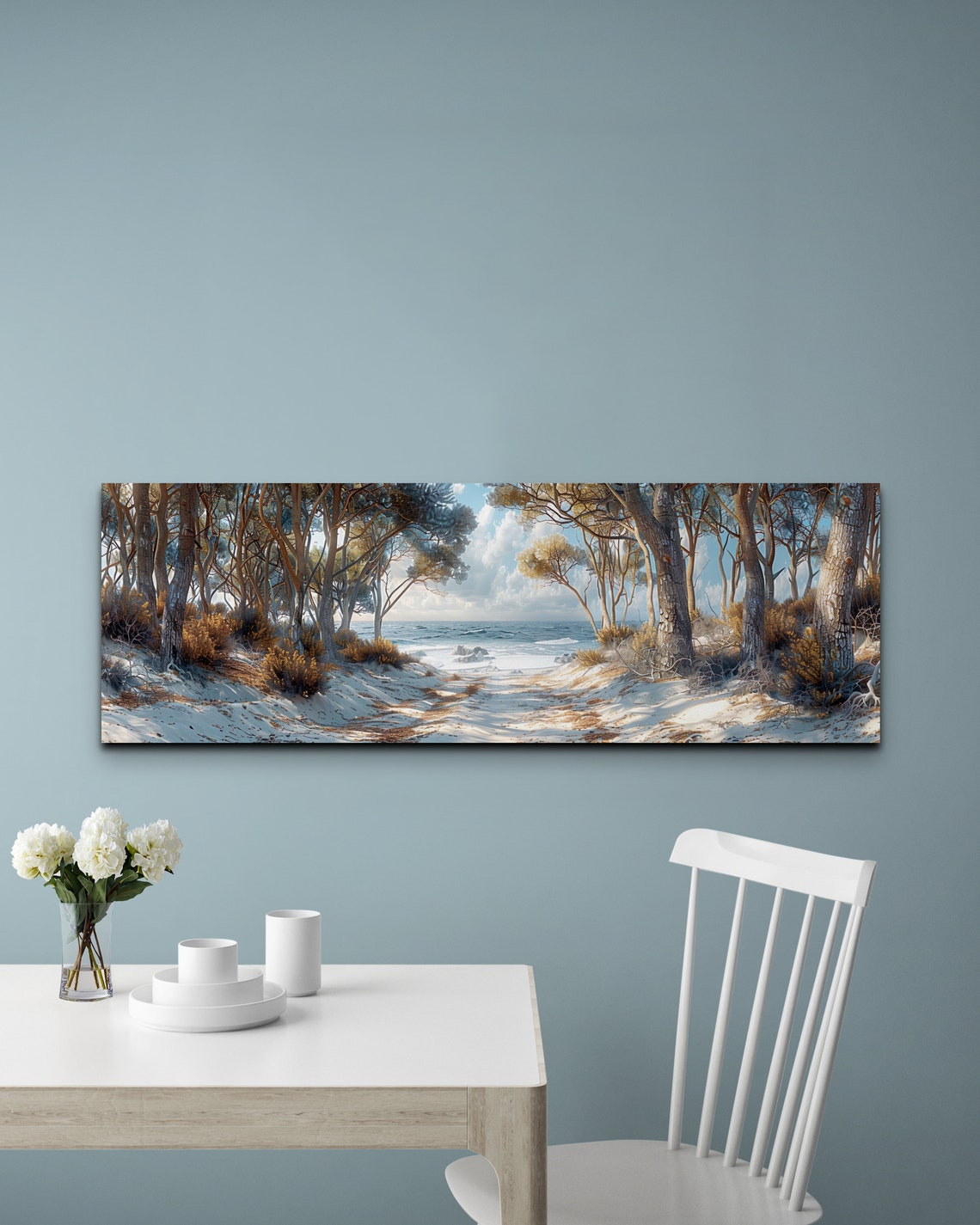Pine Forest Path Leading to the Beach Ocean View Panorama Wall Art - Image 4