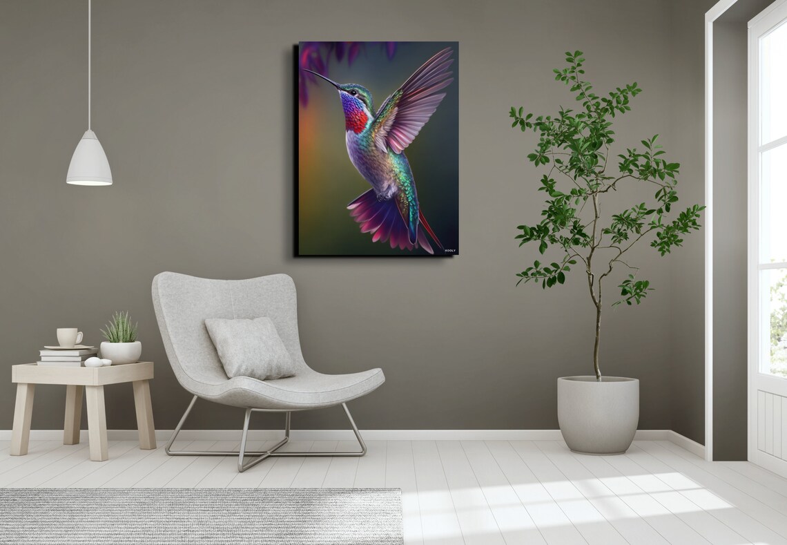 Hummingbird Wall Art, Flying Bird Art Print - Image 4
