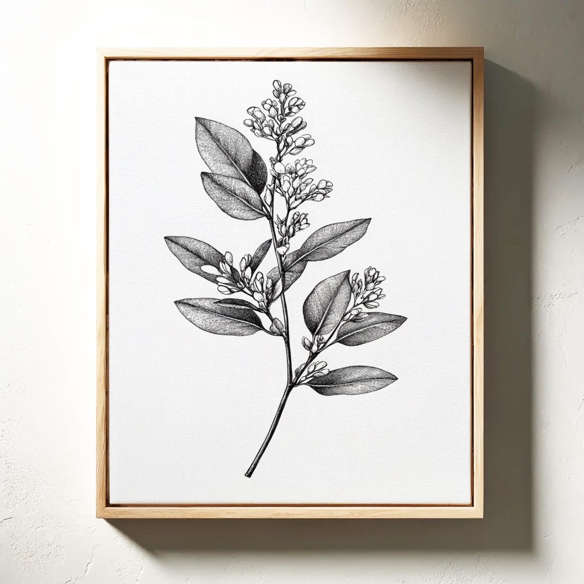Detailed Shaded Botanical Leaf And Bud Ink Illustration Poster - Image 2