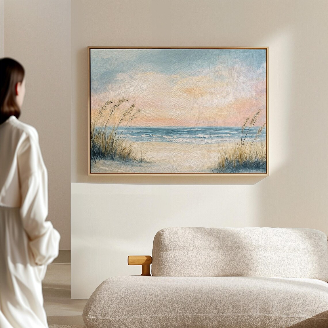 Coastal Sunrise Beach Sea Grass Waves Soft Morning Ocean Art Poster - Image 6