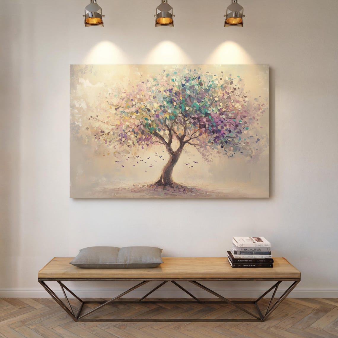 Abstract Pastel Tree Wall Art Nature Inspired Hangable Painting For Modern Home Dcor - Image 7