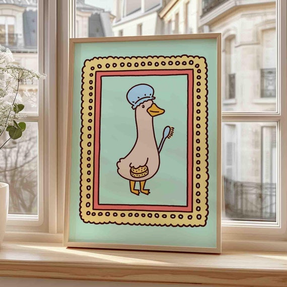 Goose In A Bath Poster Funny Time Cute Bathroom Art Print Trendy Silly Unframed Shipped Wall