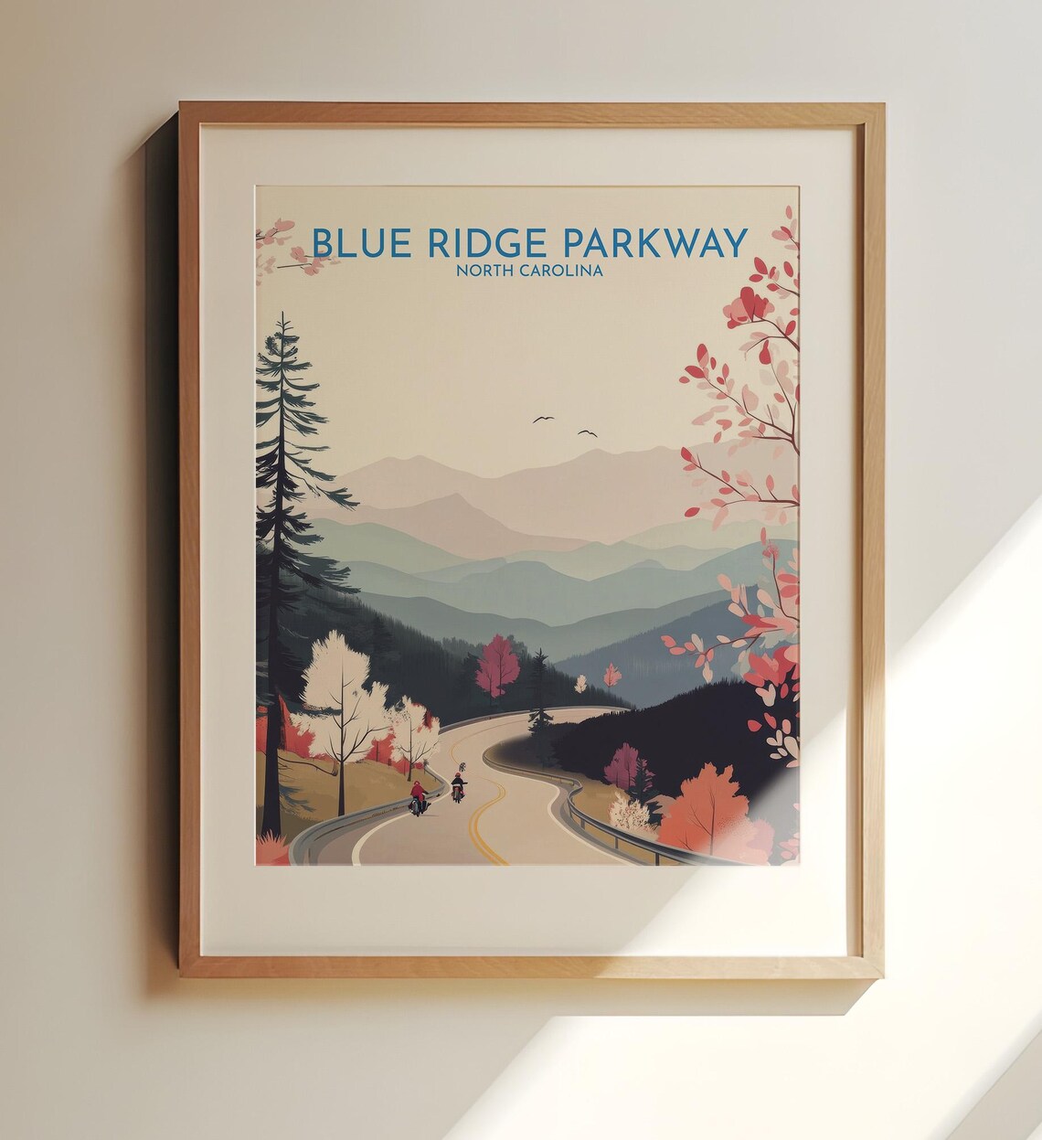 Blue Ridge Parkway North Carolina Misty Mountain Travel Poster