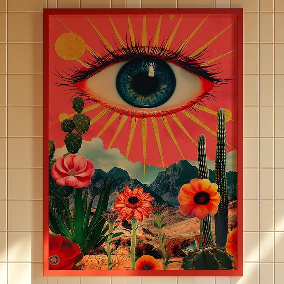 Mystic Eye Desert Art Print Psychedelic Boho Landscape