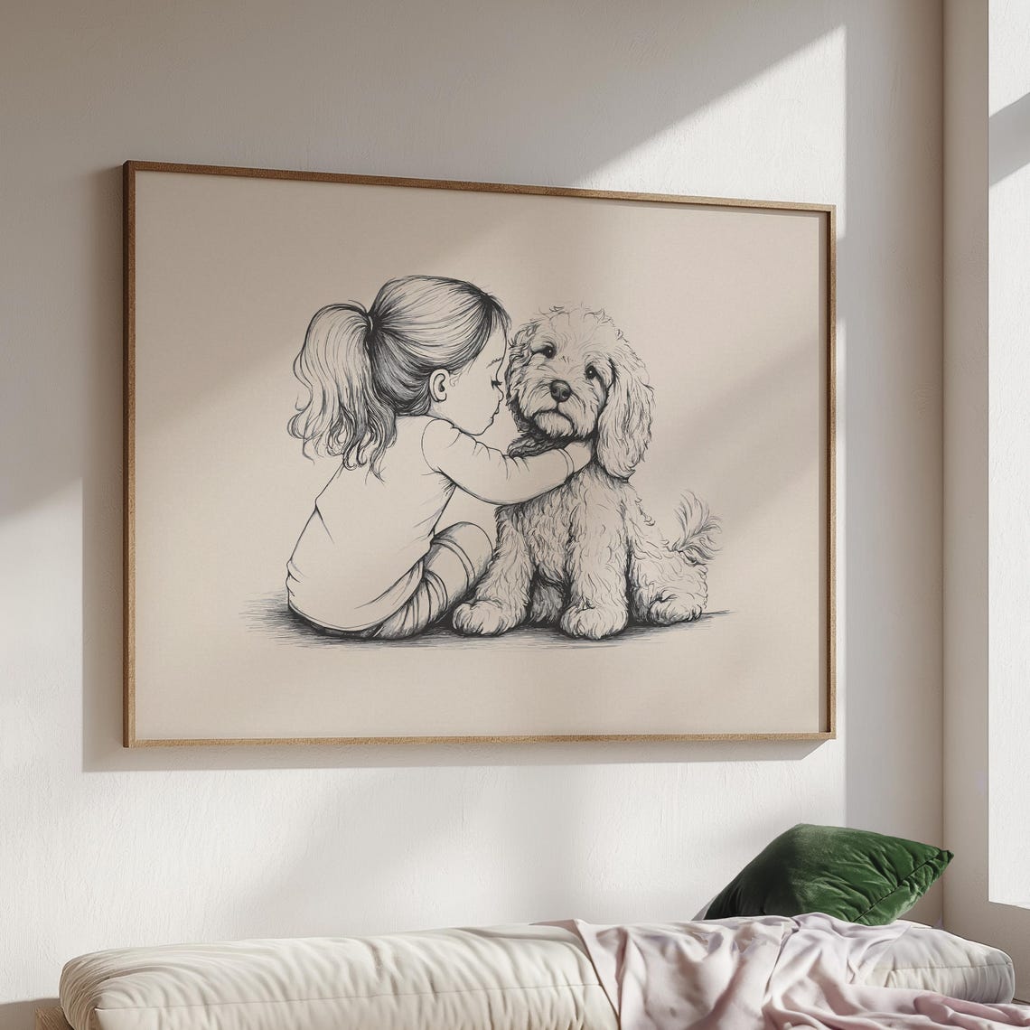 Girl Nursery Decor Dog Vintage Print Goldendoodle Sketch Puppy Nursery Art Country Wall Decor Neutral Dog Drawing Dog Wall Art Poster - Image 2