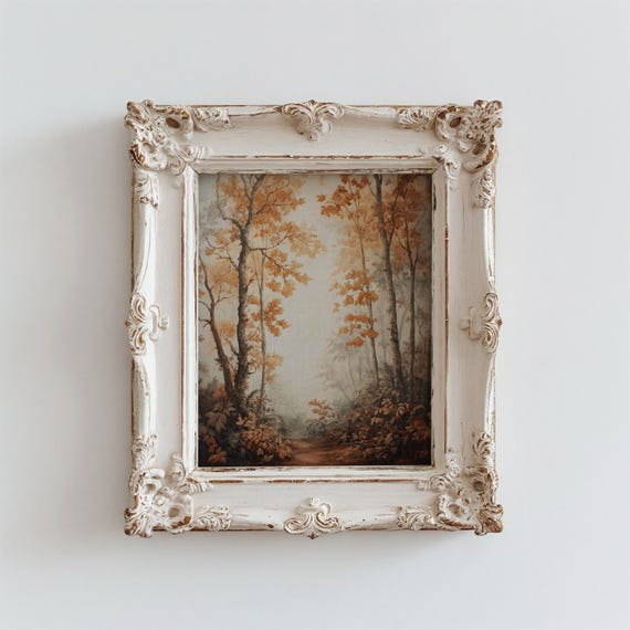 Forest Painting Fall Wall Art Autumn Decor Autumn Painting Vintage Aesthetic Wall Art Fall Wall Decor Landscape Art Moody Vintage Decor