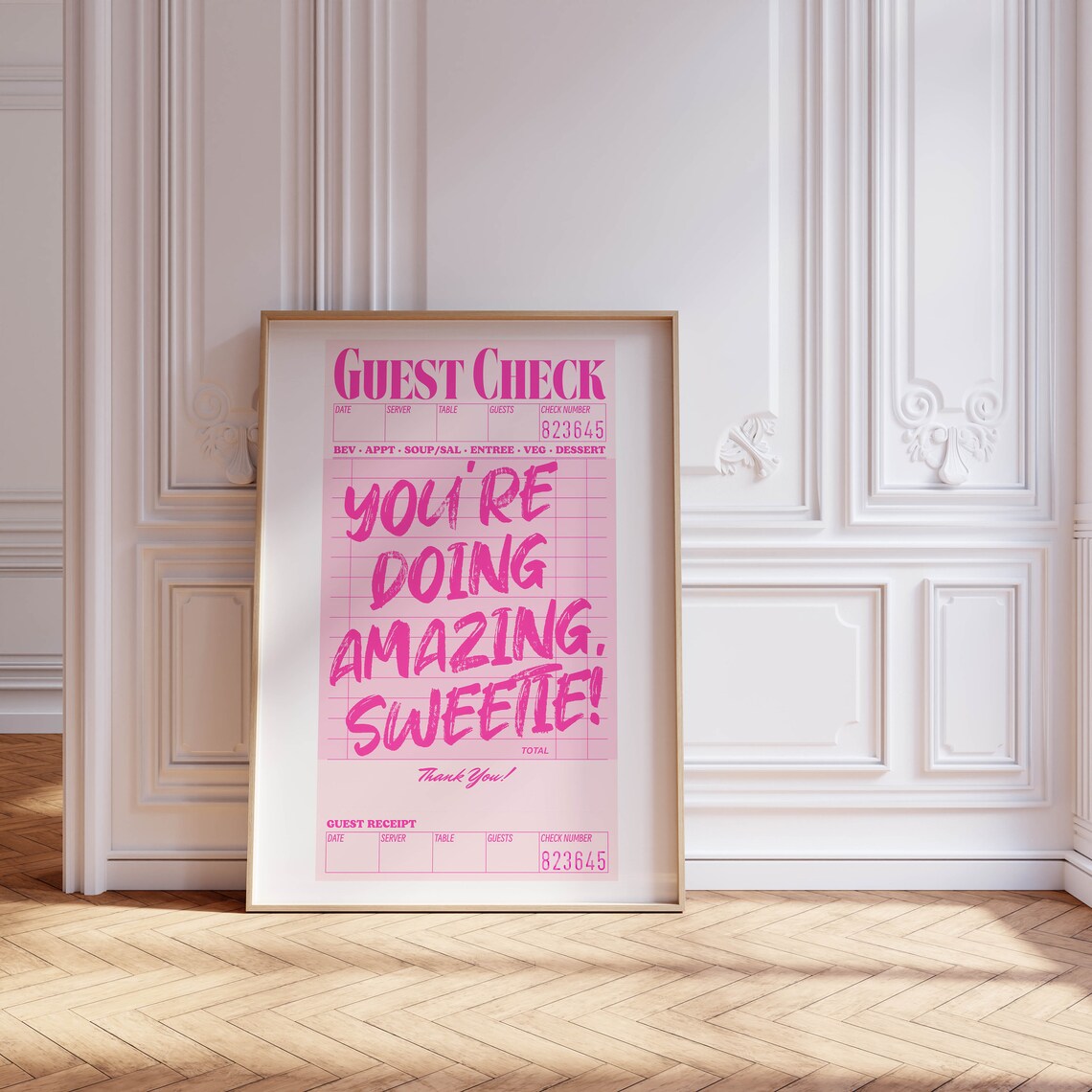 Guest Check Motivational Poster, Pink Room Decor - Image 3