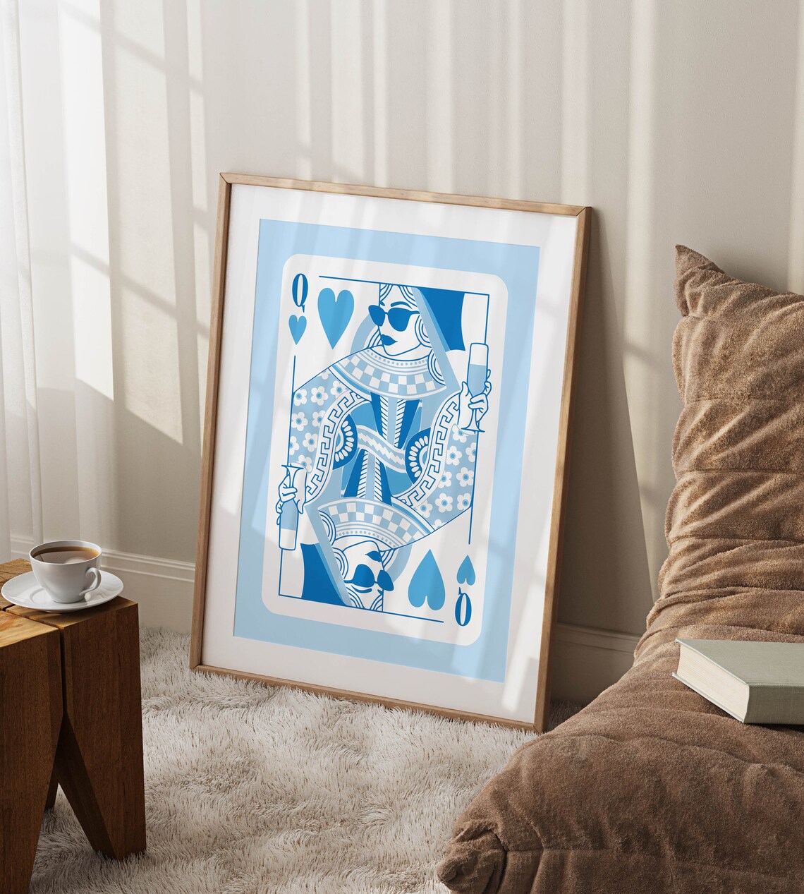 Queen Of Hearts Funky Retro Art Print, Teen Decor