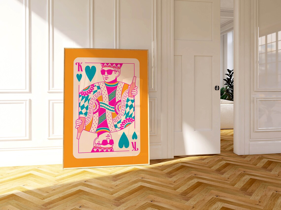 King Of Hearts Retro Poster, Maximalist Decor - Image 3