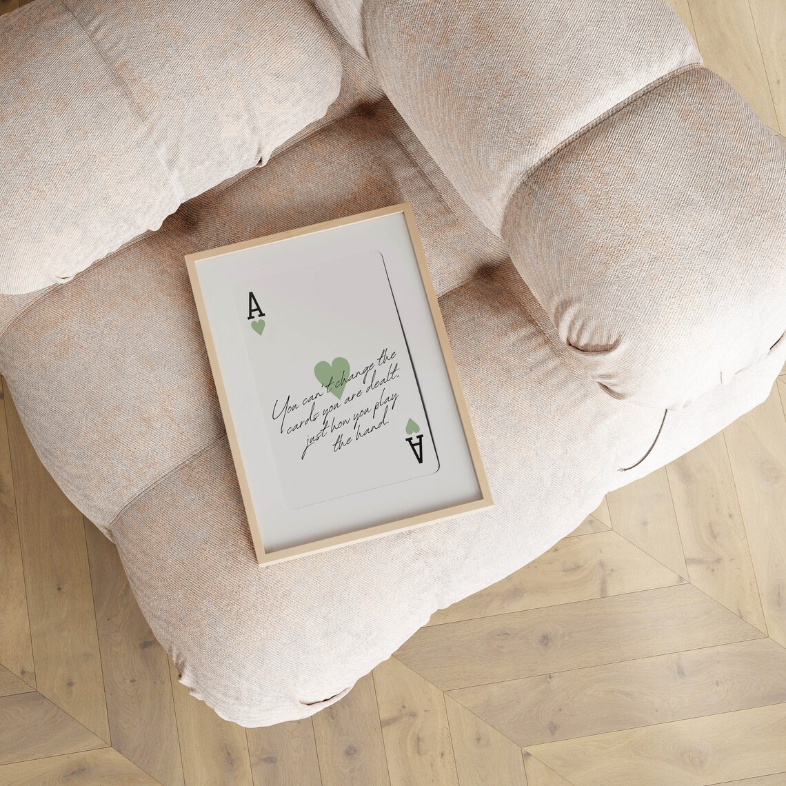 Ace Of Hearts Retro Quote Art Print, Sage Green - Image 2