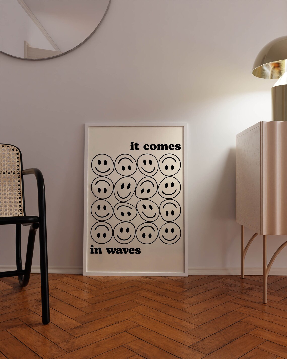 It Comes In Waves Smiley Face Retro Art Print - Image 2