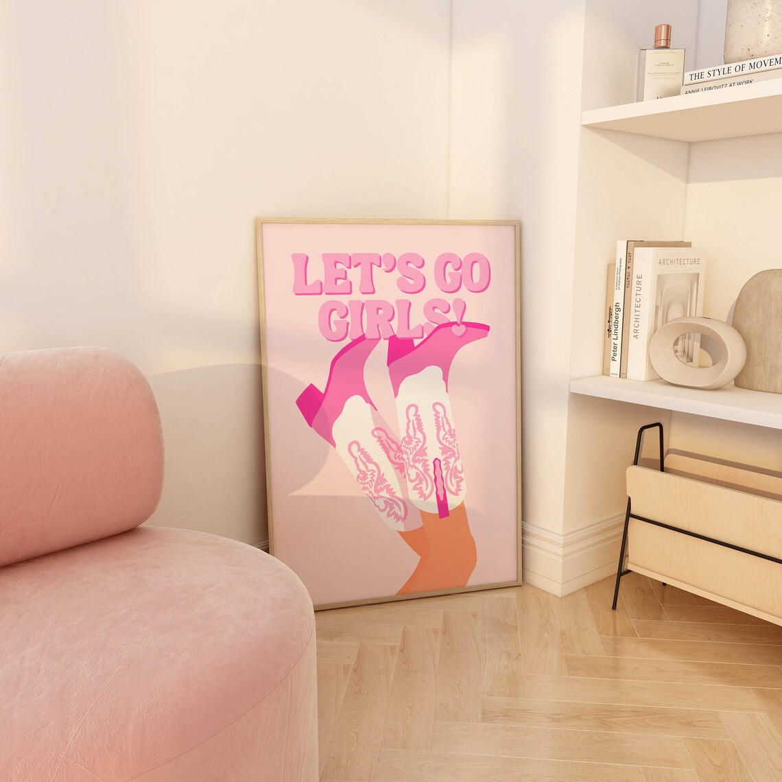 Lets Go Girls Cowgirl Poster, Pink Western Decor - Image 2
