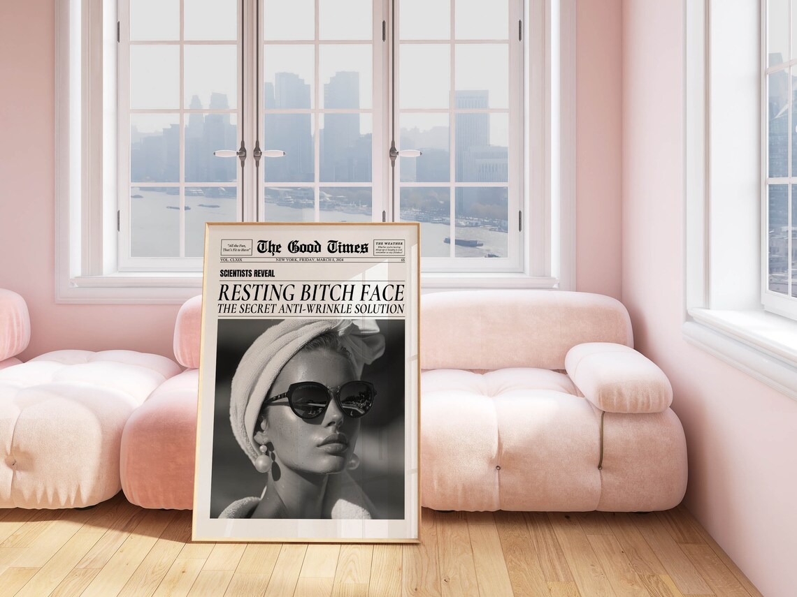 Trendy Newspaper Quote Art Print, Y2K Retro Decor - Image 2