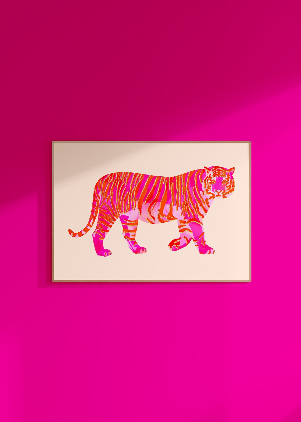 Tiger Painting, Maximalist Preppy Animal Art