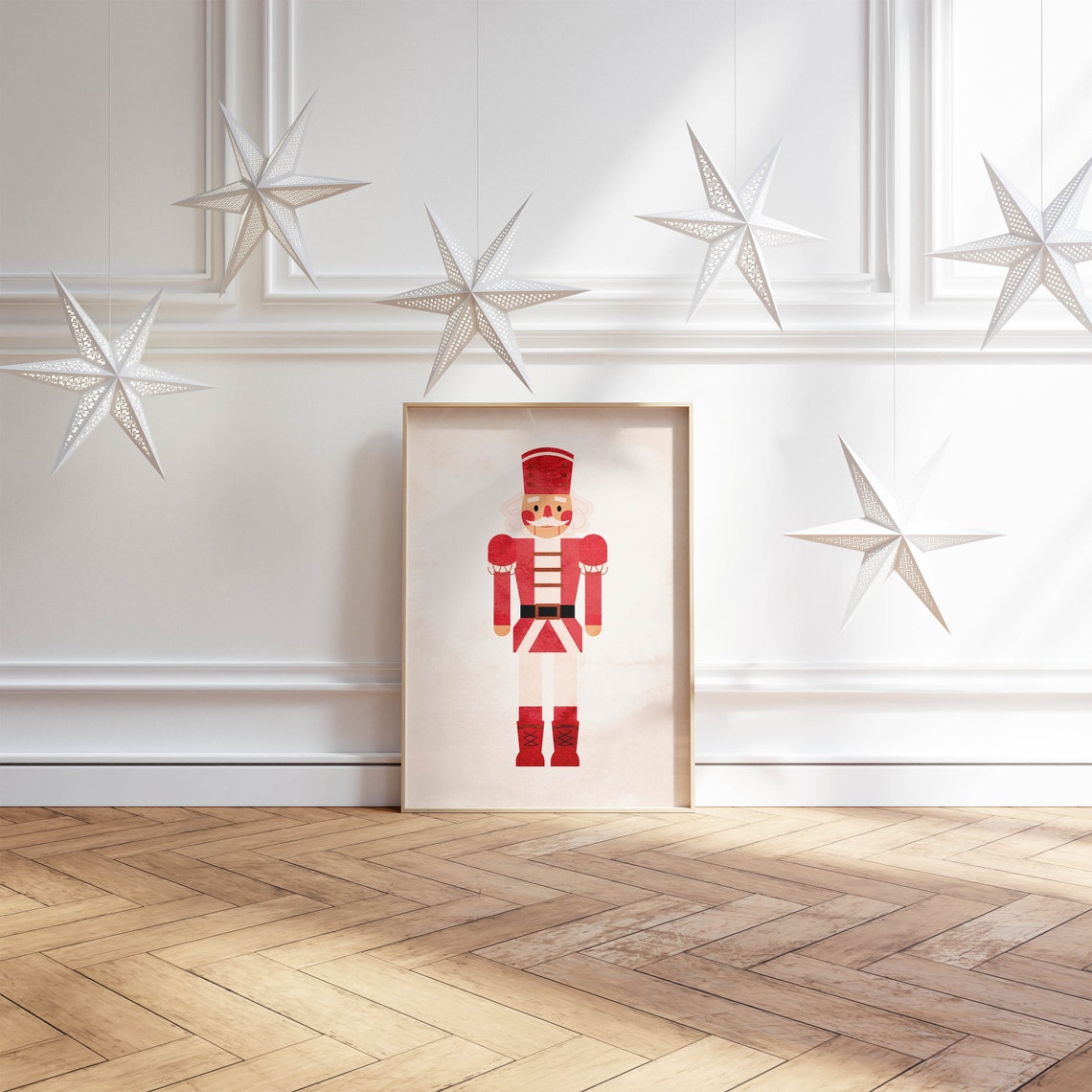 Red Nutcracker Soldier Minimalist Vintage Christmas Wall Poster - Image 2