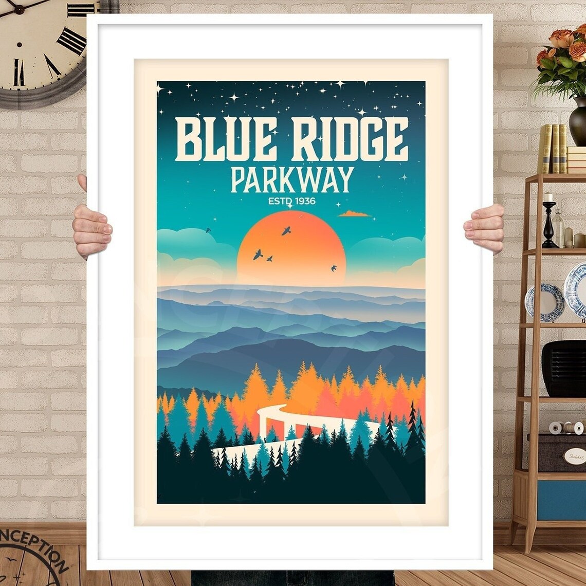 Blue Ridge Parkway Minimalist Mountain Travel Poster