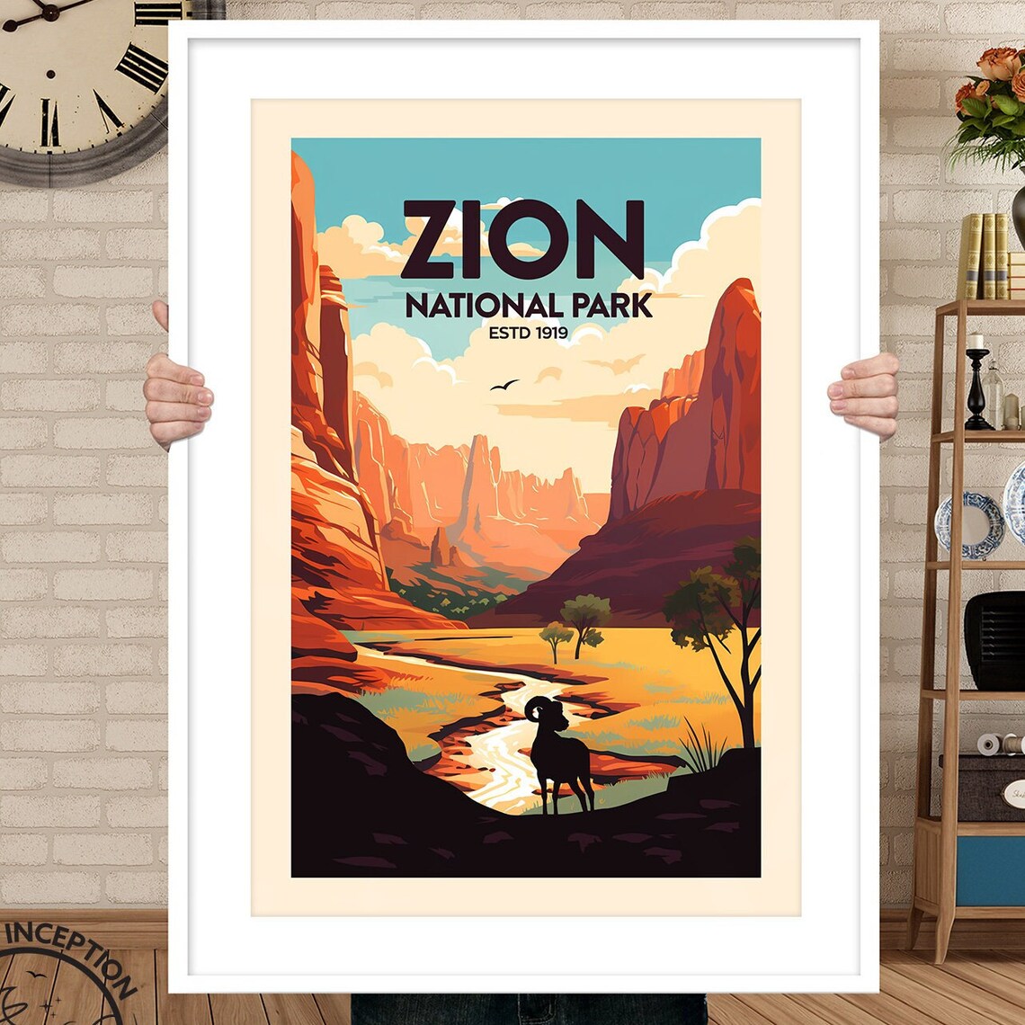 Zion National Park Travel Poster, National Park Gift