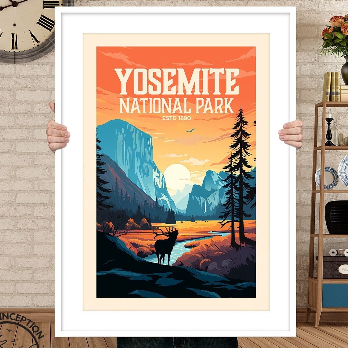 Yosemite National Park Estd 1890 Valley Stag Sunset Travel Poster