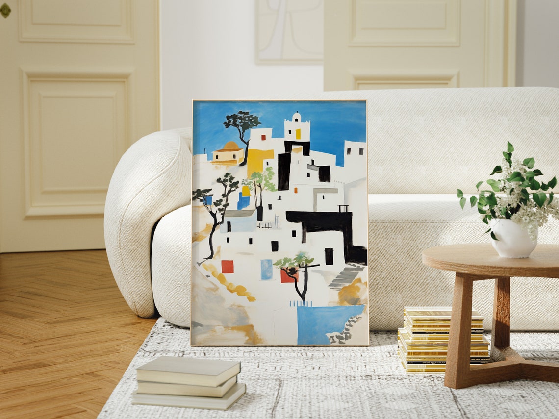Santorini Beauty, Boho Minimal Coastal Art Print - Image 3