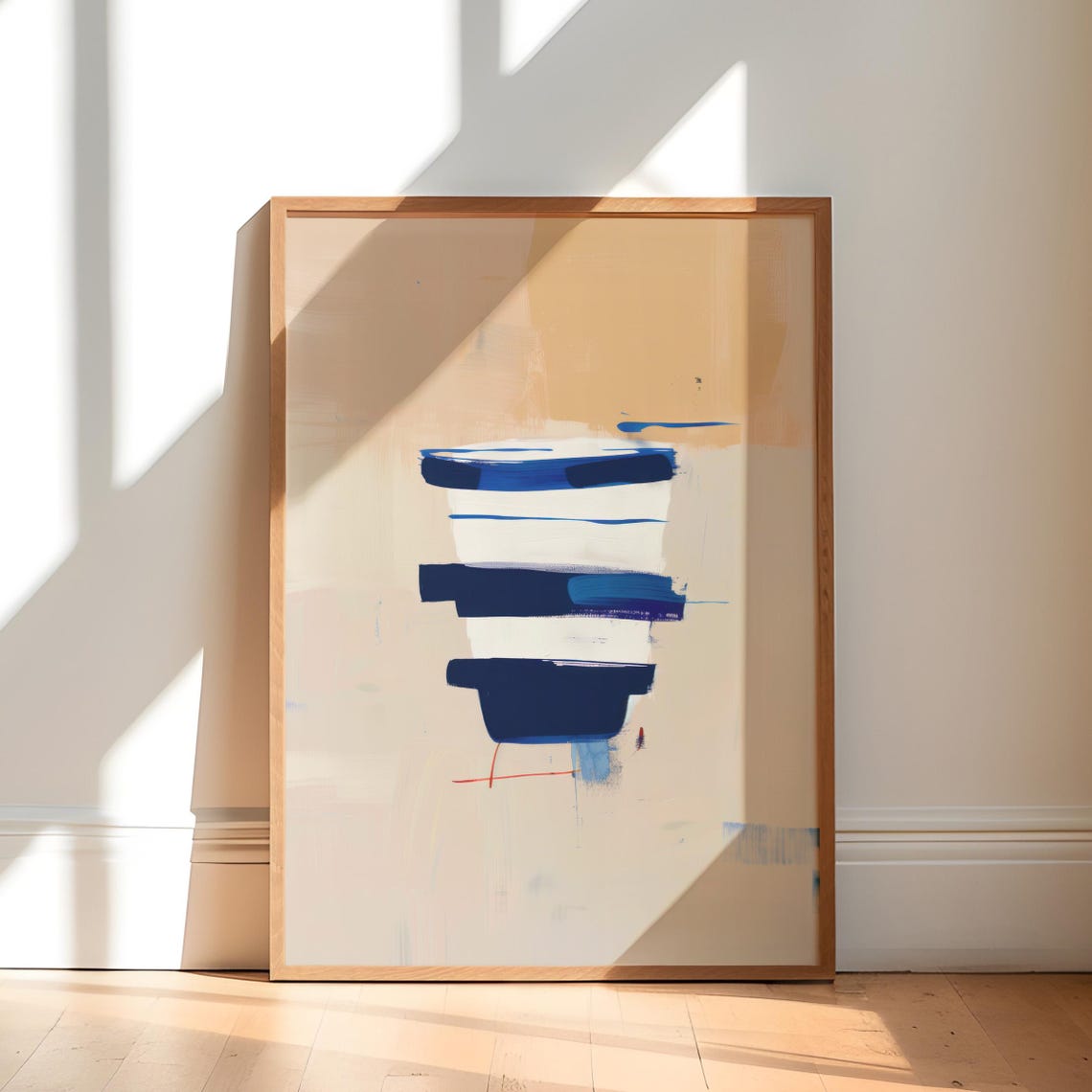 Abstract Navy Blue Coffee Cup Modern Minimalist Brushstroke Poster