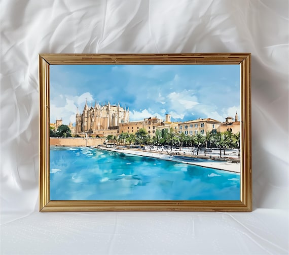 La Seu Cathedral Watercolor Print, Palma Mallorca