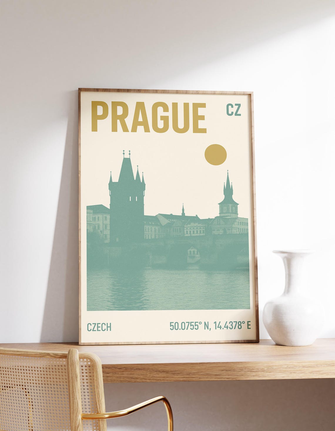 Prague Czech Republic Charles Bridge Skyline Minimalist Poster