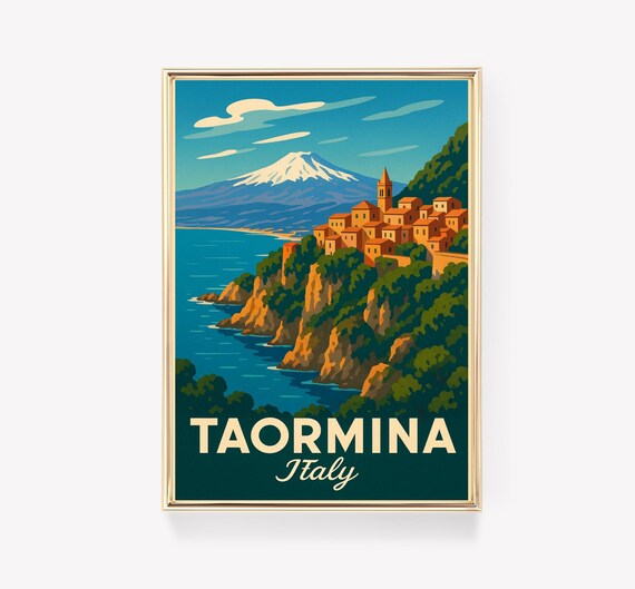 Vintage Taormina Italy Travel Poster