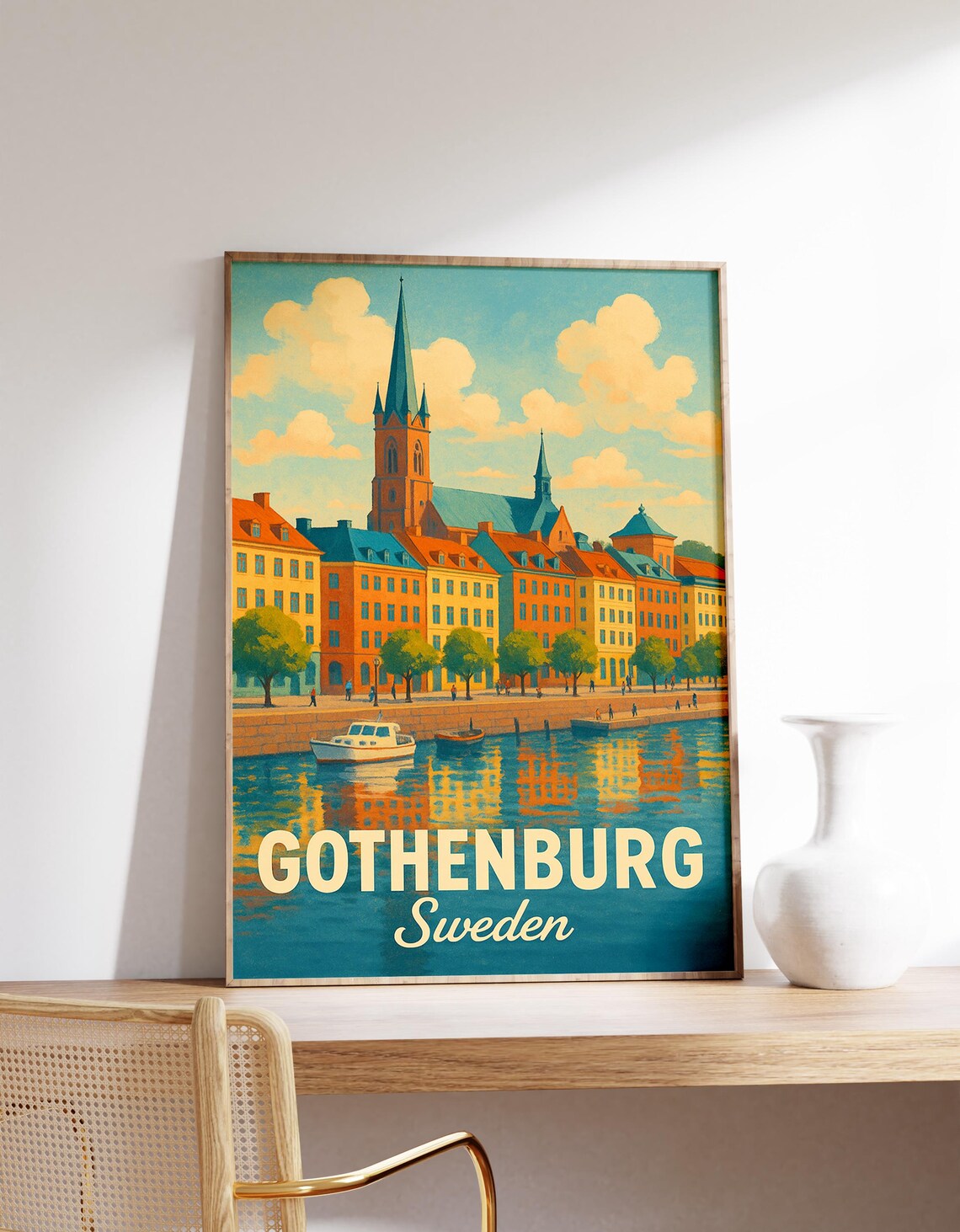 Gothenburg Travel Poster, Scandinavian City Print