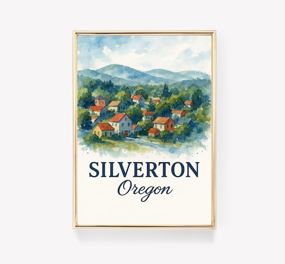 Vintage Silverton Oregon Travel Poster
