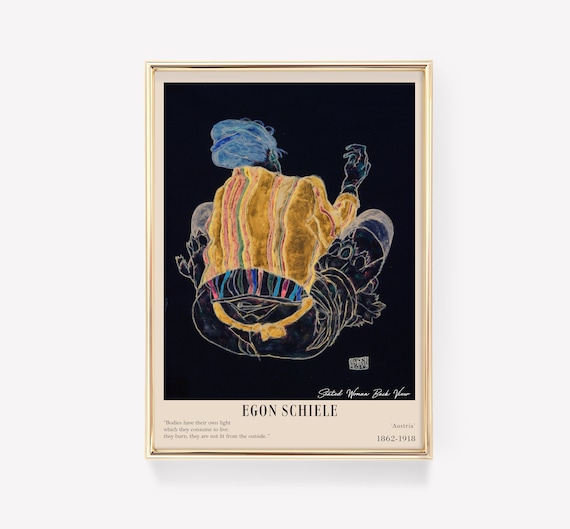 Egon Schiele Exhibition Poster Vintage Painting Figurative Wall Art Print Minimalist Home Decor Nouveau