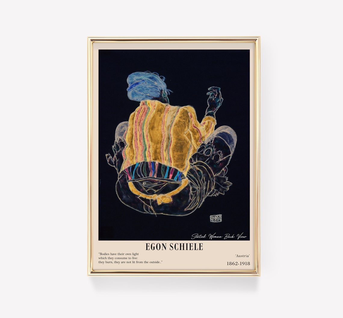 Egon Schiele Seated Woman Back View Expressionist Figure Poster