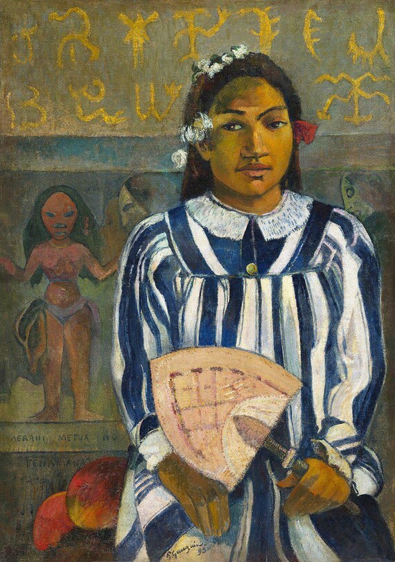 Gauguin Tehamana Tahitian Woman With Fan 1893 Painting Poster