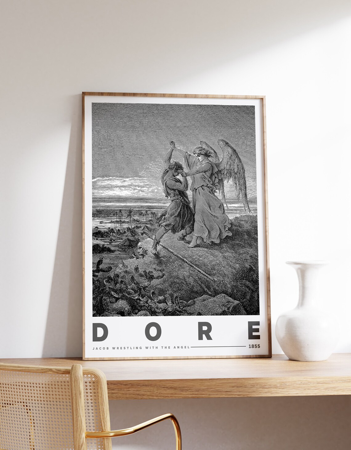 Gustave Doré Jacob Wrestling With The Angel, Art Print
