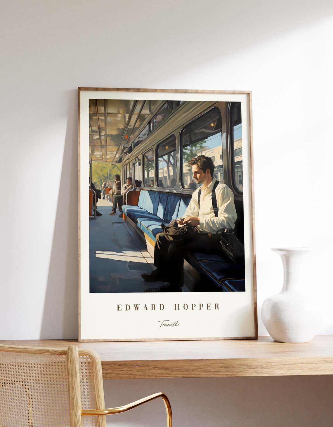 Edward Hopper Transit Young Man on Train Commute Painting Art Poster