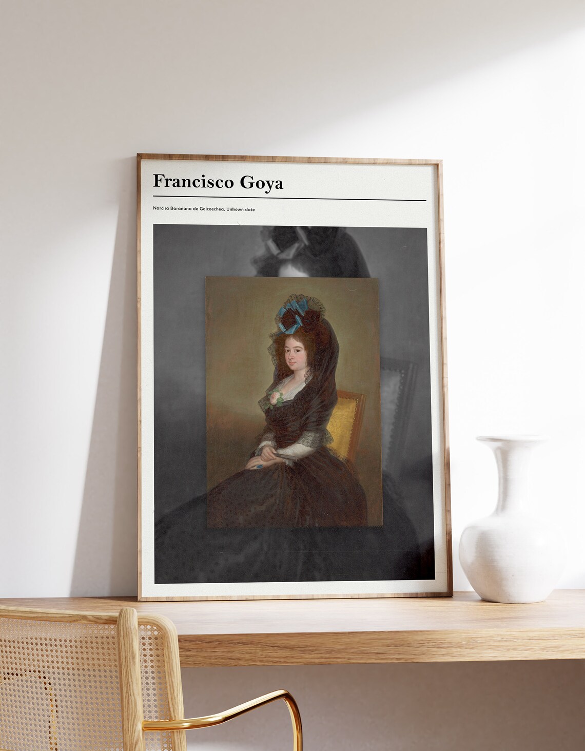 Francisco Goya Seated Lady Portrait Dark Dress Lace Classic Art Poster