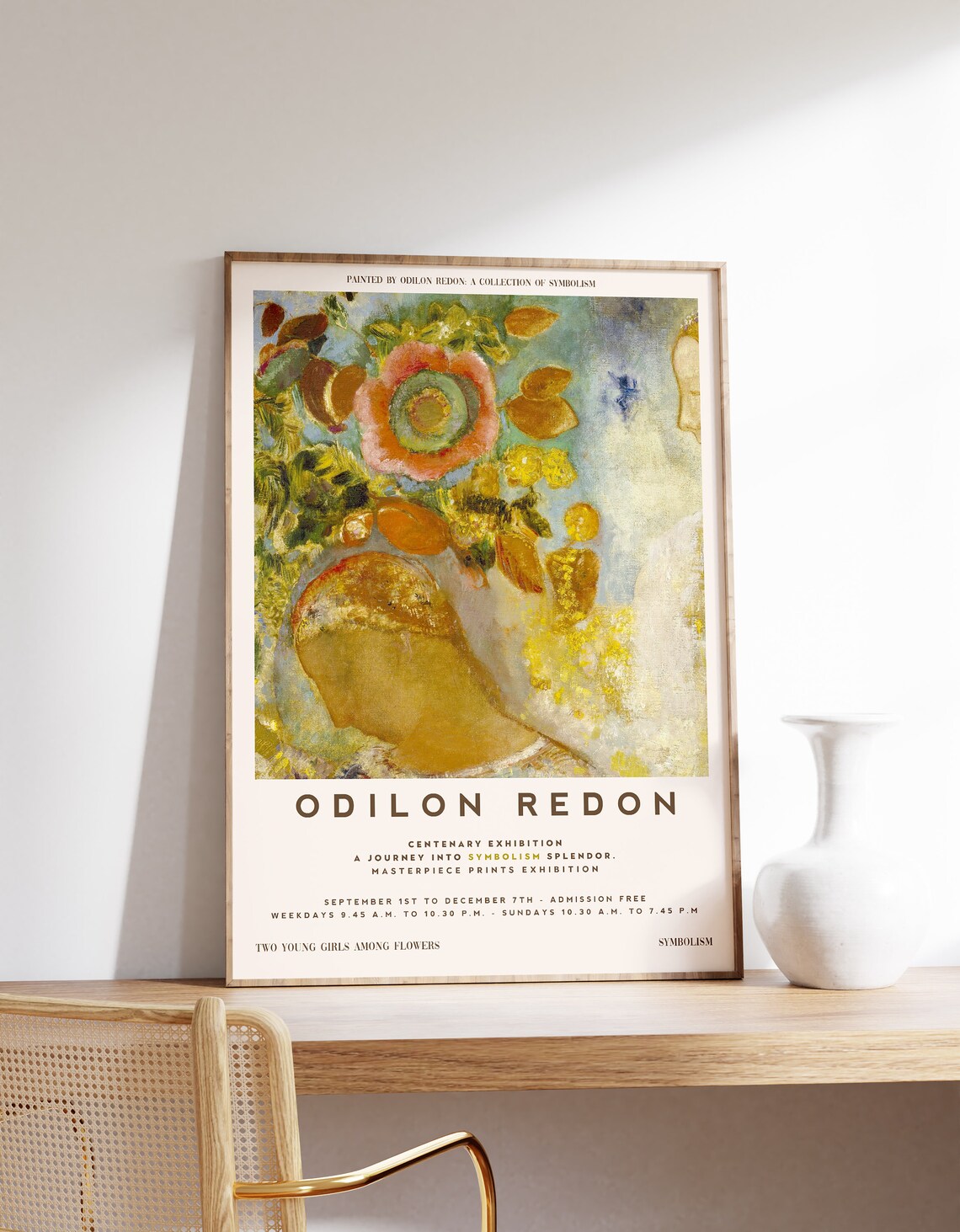 Odilon Redon Two Young Girls Among Flowers Poster