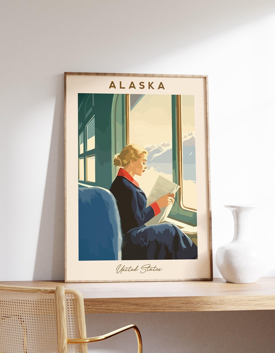 Alaska Travel Poster, Denali Vintage Art Print