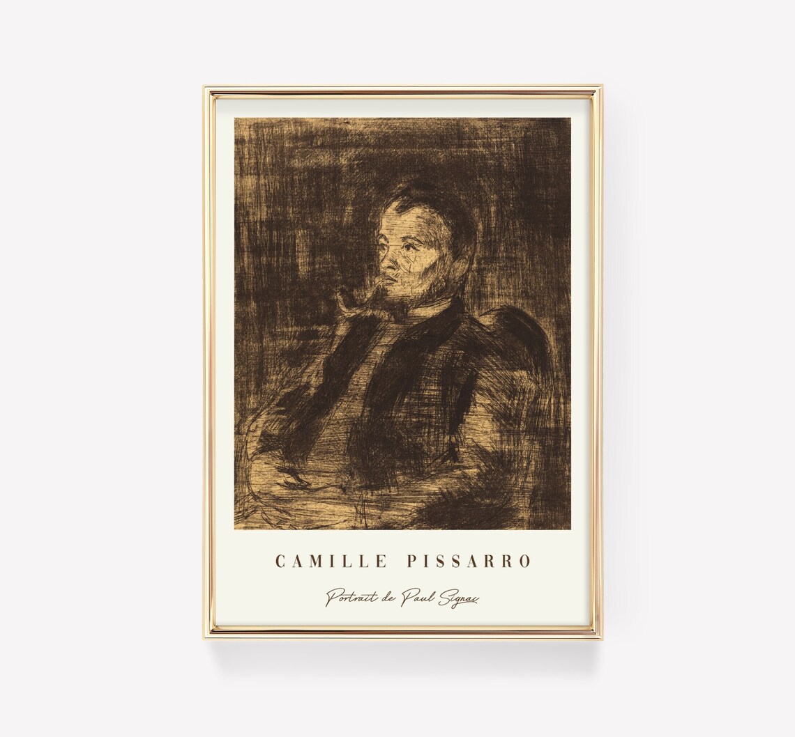 Camille Pissarro Portrait de Paul Signac Dark Lithograph Gallery Art Print